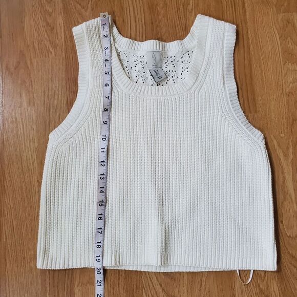 🌻 JOIE 🌻 NEW - 2 Piece Open-Knit Tank & Wide Leg Pants Set - [Large, Ivory] - Picture 7 of 14